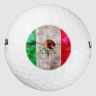 Weathered Vintage Mexico Flag Golf Balls