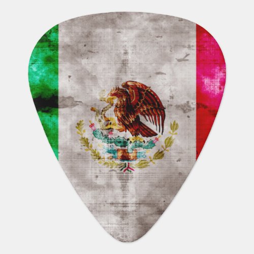 Weathered Vintage Mexico Flag Guitar Pick