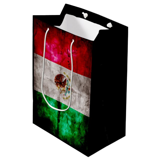 Weathered Vintage Mexico Flag Medium Gift Bag (Front Angled)