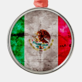 Weathered Vintage Mexico Flag Metal Ornament by electrosky at Zazzle