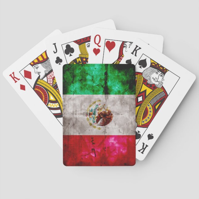 Weathered Vintage Mexico Flag Poker Cards (Back)