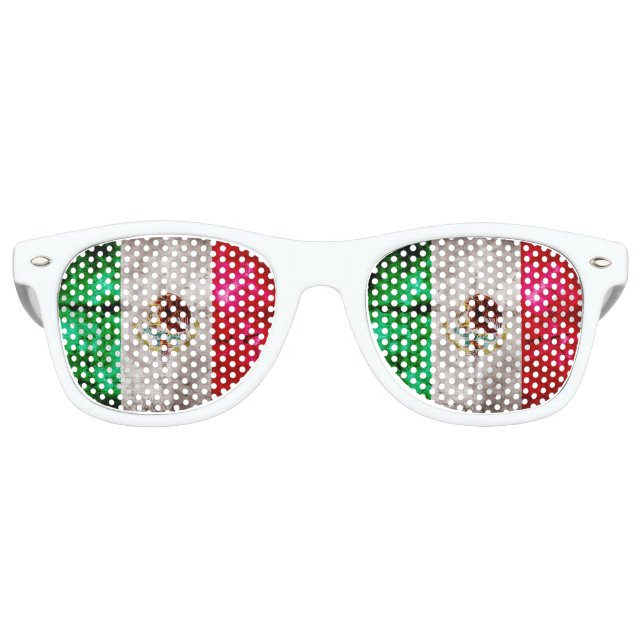 Weathered Vintage Mexico Flag Retro Sunglasses (Front)