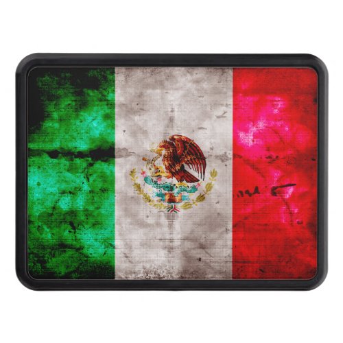 Weathered Vintage Mexico Flag Trailer Hitch Cover
