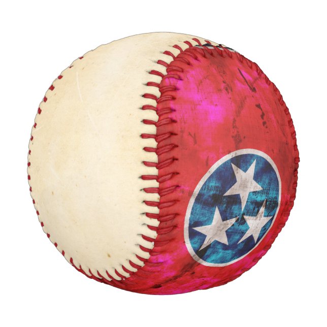 Weathered Vintage Tennessee State Flag Baseball (Angled)