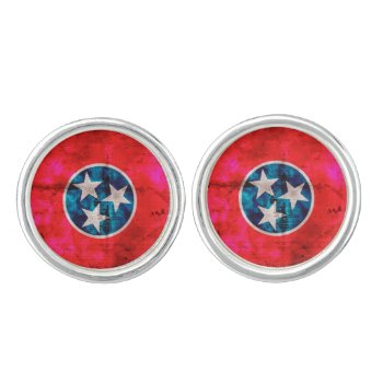 Weathered Vintage Tennessee State Flag Cufflinks by electrosky at Zazzle