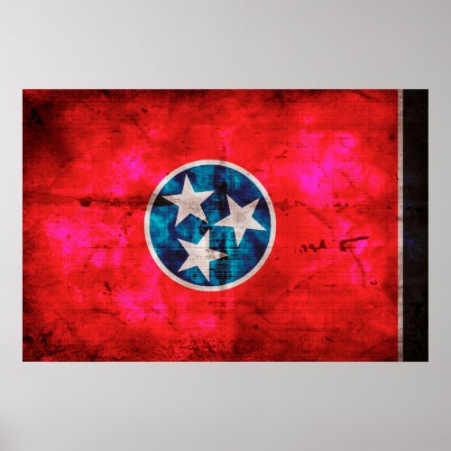 Weathered Vintage Tennessee State Flag Poster