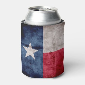 Weathered Vintage Texas State Flag Can Cooler by electrosky at Zazzle