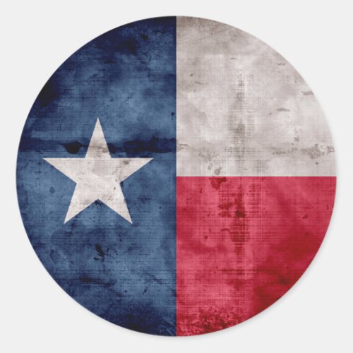 Weathered Vintage Texas State Flag Classic Round Sticker