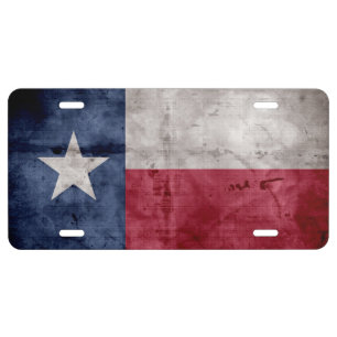 Weathered Vintage Texas State Flag License Plate