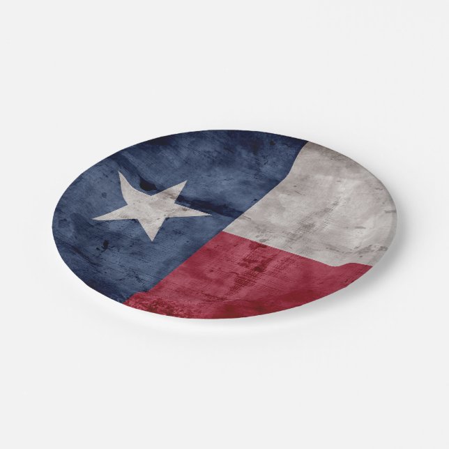 Weathered Vintage Texas State Flag Paper Plates (Angled)