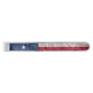 Weathered Vintage Texas State Flag Silver Finish Tie Bar