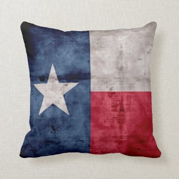 Weathered Vintage Texas State Flag Throw Pillow by electrosky at Zazzle