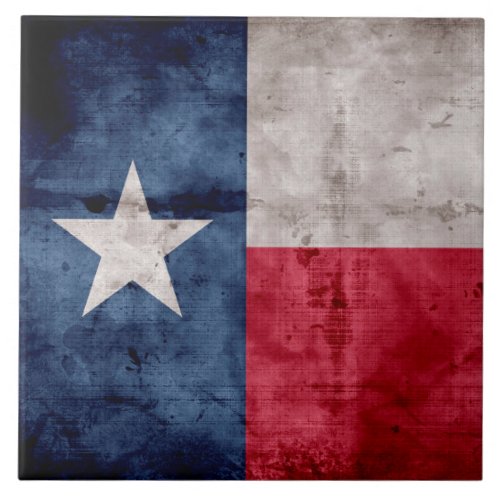 Weathered Vintage Texas State Flag Tile
