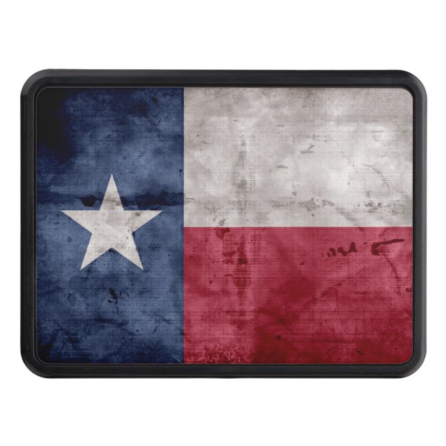 Weathered Vintage Texas State Flag Trailer Hitch Cover (Front)