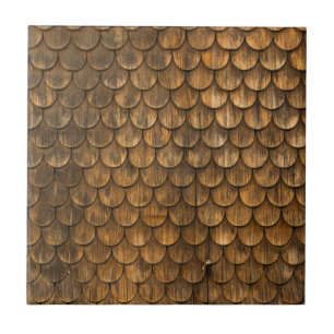 Weathered wall of wooden shingles tile