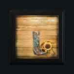 Weathered Western Country sunflower cowboy boot Jewelry Box<br><div class="desc">Weathered Western Country sunflower cowboy boot accessories. Barn wood sunflower home accessories for country homes. Primitive cowboy western bridal shower favors and Rustic Sunflowers Wedding favors.</div>