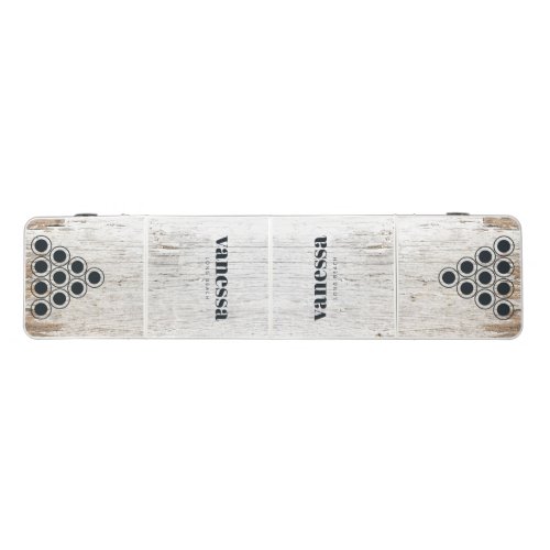 Weathered White Washed Minimal Modern Classic Name Beer Pong Table