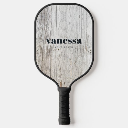 Weathered White Washed Minimal Modern Classic Name Pickleball Paddle