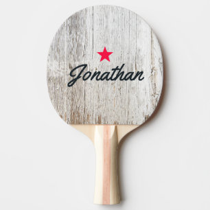 Weathered White Washed Wood Vintage Star Signature Ping Pong Paddle