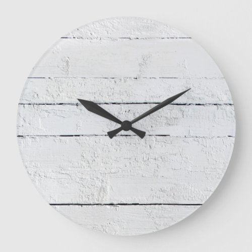 Weathered White Wood Beach Shiplap Large Clock
