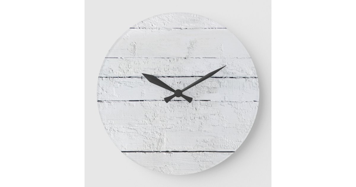 Weathered White Wood Beach Shiplap Large Clock | Zazzle