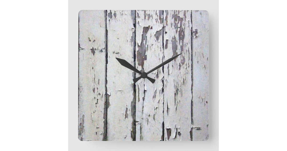 weathered white wood wall clock Zazzle