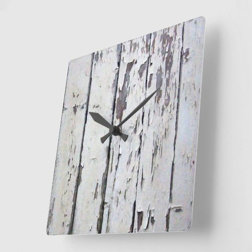 weathered white wood wall clock Zazzle