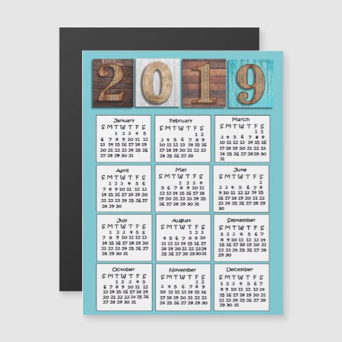 Weathered Wood 2019 Calendar Magnetic Invitation