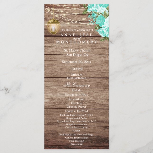 Weathered Wood and Lantern  - Teal - Program (Front)