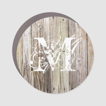 Weathered Wood Boards Monogrammed Car Magnet by ICandiPhoto at Zazzle