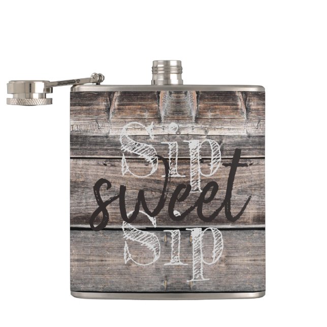 weathered wood distressed SIP SWEET SIP | Flask (Opened)