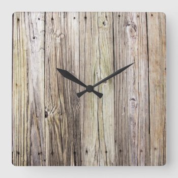 Weathered Wood Dock Boards With Rustic Appeal Square Wall Clock by ICandiPhoto at Zazzle