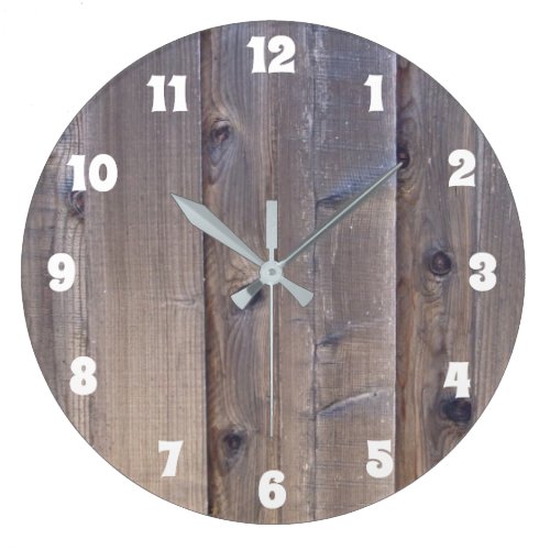 Weathered Wood Fence Look Large Clock