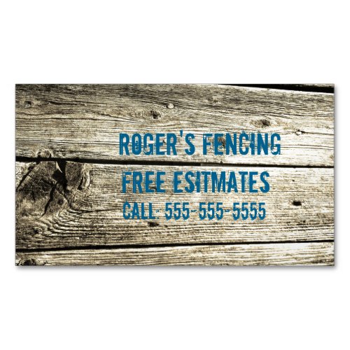 Weathered Wood Fence Pickets with Nails  Knots Magnetic Business Card