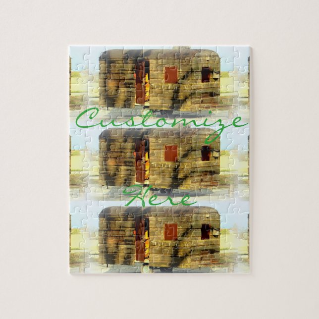 Weathered wood gypsy caravan jigsaw puzzle (Vertical)
