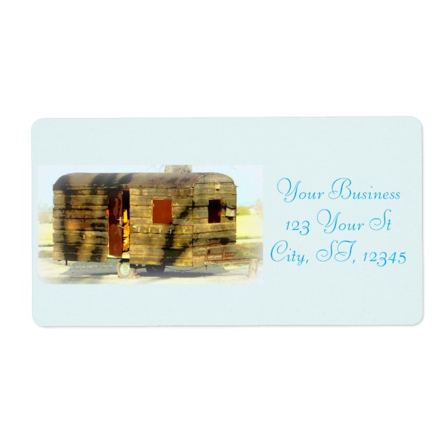 Weathered wood gypsy caravan label (Front)