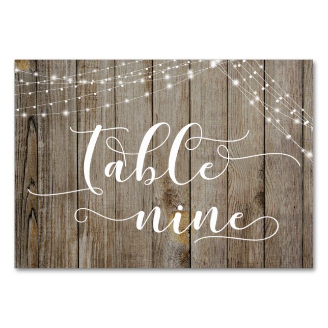 Weathered Wood & Light Strings Table Nine Card (Front)