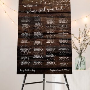 Weathered Wood & Lights 128 Places Seating Chart Foam Board
