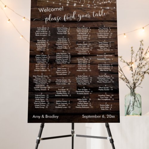 Weathered Wood  Lights 128 Places Seating Chart Foam Board