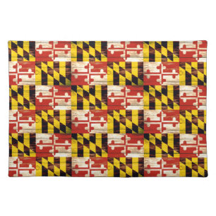 Weathered wood Maryland flag cloth placemat