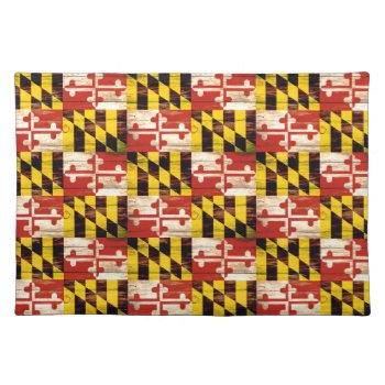 Weathered Wood Maryland Flag Cloth Placemat by ArtisticAttitude at Zazzle