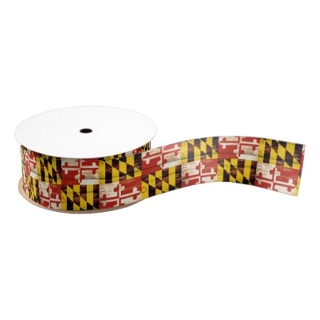 Weathered Wood Maryland Flag Craft Ribbon