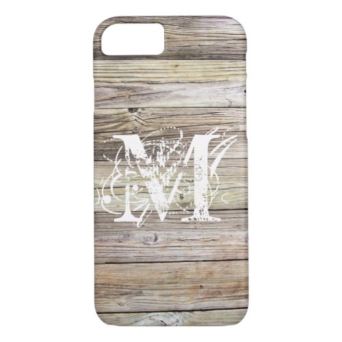 Weathered Wood Monogrammed iPhone 7 Case