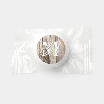 Weathered Wood Monogrammed Life Saver® Mints by ICandiPhoto at Zazzle