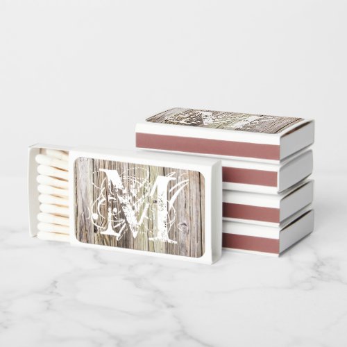 Weathered Wood Monogrammed Matchboxes