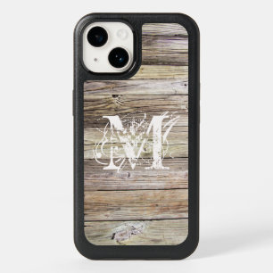 Weathered Wood Monogrammed OtterBox iPhone 14 Case