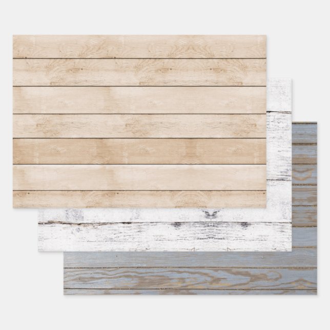 Weathered Wood Paneling Vintage Decoupage  Wrapping Paper Sheets (Set)