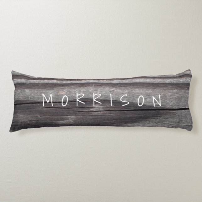 Weathered Wood Plank Personalized Body Pillow (Front)