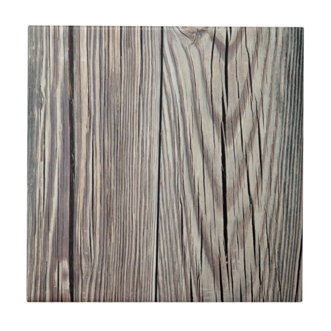 Weathered Wood Plank w Grain Background Template Ceramic Tile (Front)