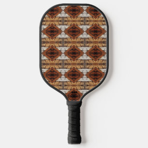 Weathered Wood Planks Diamond Pattern Mixed Media Pickleball Paddle